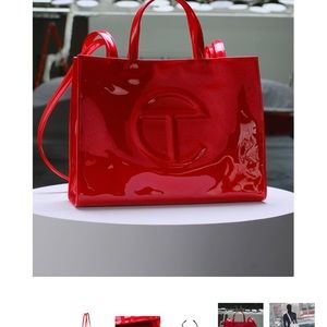 Telfar Medium Red Patent Shopping Bag